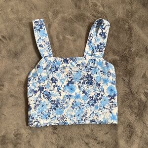 Floral Blue and White Crop Top